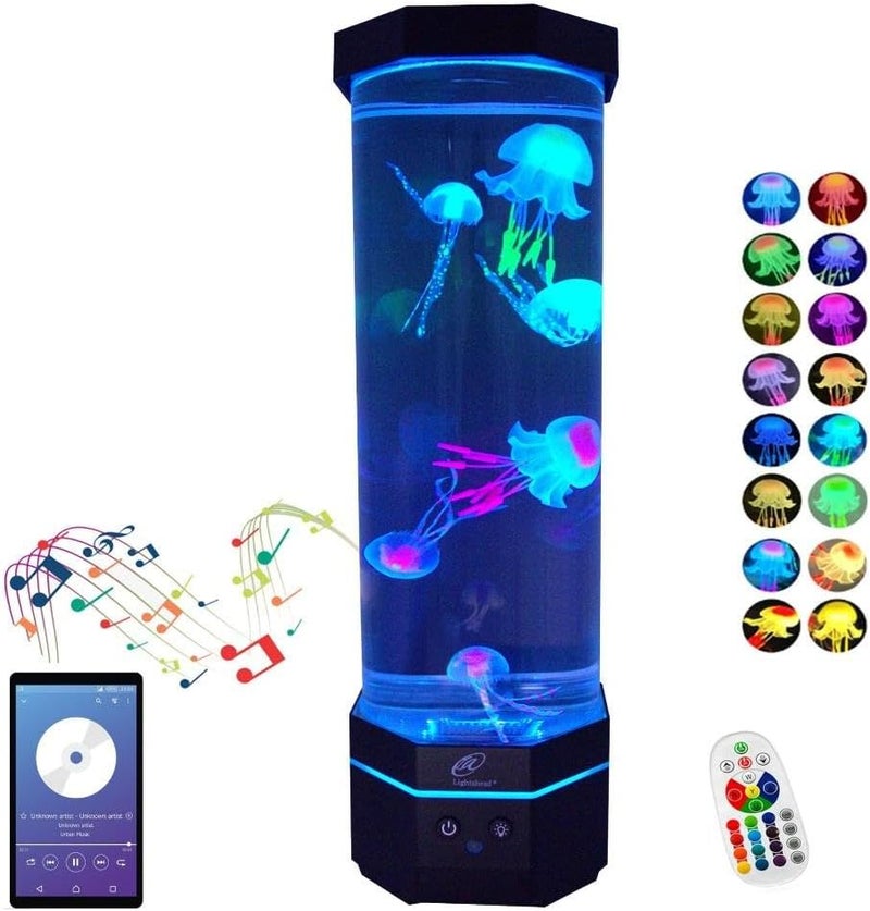 Lightahead LED Sensory Jellyfish Aquarium Lamp with Bluetooth Speaker and Color Changing Light Effects. Majestic and Standing Tall at 16 Inches! Large (16 Inches Tall) - Image 1